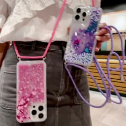 Quicksand Strap Case For Samsung Galaxy S26 Ultra S24 S23 S25 Plus S21 S22 S20 FE Liquid Glitter Flower Crossbody Lanyard Cover