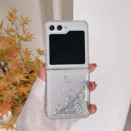 Glitter Color Hearts Sequins Quicksand Case for Samsung Z Flip 6 7 Liquid Sparkle Folding Cell Phone Cover Soft Protective Shell
