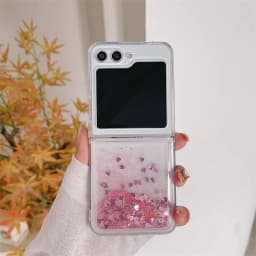 Glitter Color Hearts Sequins Quicksand Case for Samsung Z Flip 6 7 Liquid Sparkle Folding Cell Phone Cover Soft Protective Shell