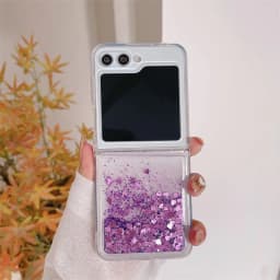 Glitter Color Hearts Sequins Quicksand Case for Samsung Z Flip 6 7 Liquid Sparkle Folding Cell Phone Cover Soft Protective Shell