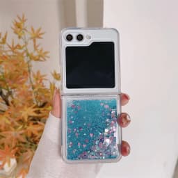 Glitter Color Hearts Sequins Quicksand Case for Samsung Z Flip 6 7 Liquid Sparkle Folding Cell Phone Cover Soft Protective Shell