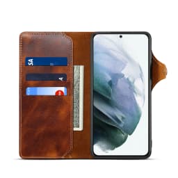 100% Real Leather Case For Samsung Galaxy S26 S25 24 23 Ultra S22 S21 S20 Plus Note 20 Ultra Card Bag Cowhide Wallet Soft Cover
