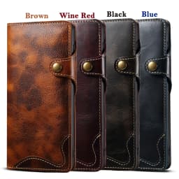 100% Real Leather Case For Samsung Galaxy S26 S25 24 23 Ultra S22 S21 S20 Plus Note 20 Ultra Card Bag Cowhide Wallet Soft Cover