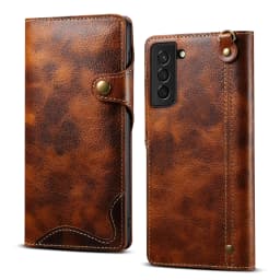 100% Real Leather Case For Samsung Galaxy S26 S25 24 23 Ultra S22 S21 S20 Plus Note 20 Ultra Card Bag Cowhide Wallet Soft Cover