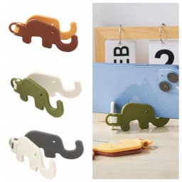 Mini Elephant Cute Cartoon Animal Lazy Desktop Mobile Phone Stand Base Foldable Storage Key Chain Design Easy To Carry