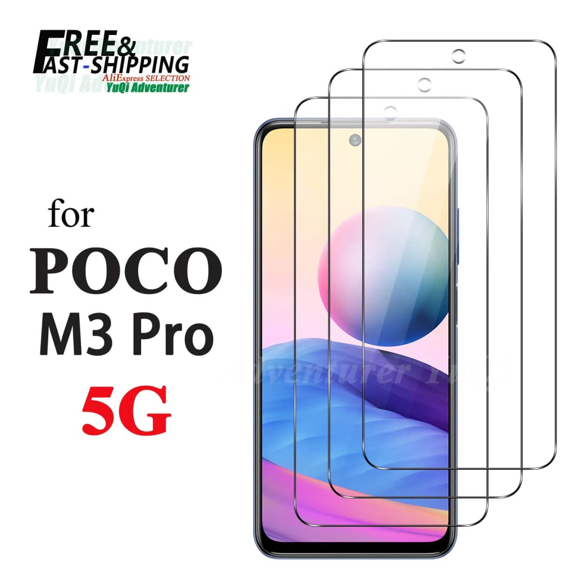 Screen Protector For POCO M3 Pro 5G Xiaomi, Tempered Glass HD Crystal 9H High Aluminum Anti Scratch Case Friendly