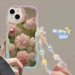 Flower Wrist Chain Phone Case For Samsung Galaxy A16 A06 A54 A55 A35 A24 A25 A15 A34 A31 A32 A51 A52 A71 S25 Ultra S24 FE Cover
