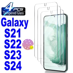 1/4Pcs Tempered Glass For Samsung Galaxy S21 S22 S23 S24 S25 Fingerprint Unlock Screen Protector Glass Film