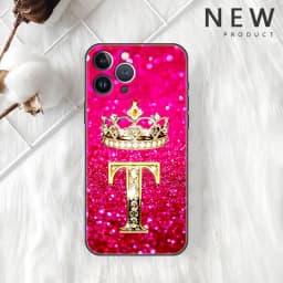 Pink Diamonds Letter Case For Apple iPhone 11 15 13 14 Pro Max 12 Plus X 15Pro Black Silicone Phone Coque