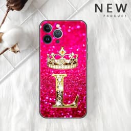 Pink Diamonds Letter Case For Apple iPhone 11 15 13 14 Pro Max 12 Plus X 15Pro Black Silicone Phone Coque