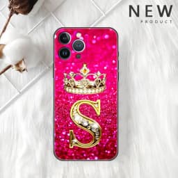 Pink Diamonds Letter Case For Apple iPhone 11 15 13 14 Pro Max 12 Plus X 15Pro Black Silicone Phone Coque