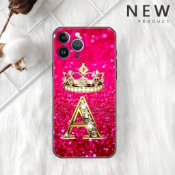 Pink Diamonds Letter Case For Apple iPhone 11 15 13 14 Pro Max 12 Plus X 15Pro Black Silicone Phone Coque