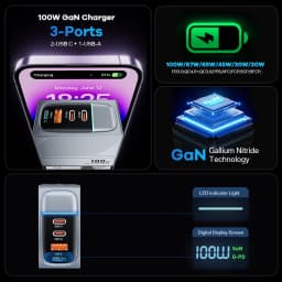GaN USB Charger PD 100W Fast Charging Type C QC 4.0 3.0 For iPhone 14 13 Samsung Xiaomi Macbook Tablet Travel Charger Adapter
