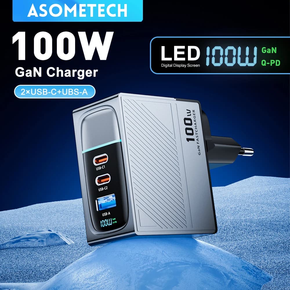 GaN USB Charger PD 100W Fast Charging Type C QC 4.0 3.0 For iPhone 14 13 Samsung Xiaomi Macbook Tablet Travel Charger Adapter