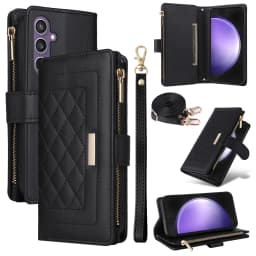 Crossbody Cards Solt Wallet Leather Zipper Bag Case For Samsung Galaxy S26 Ultra S25 S23 Plus A55 A15 A35 Book Lanyard Strap