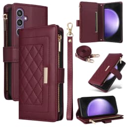 Crossbody Cards Solt Wallet Leather Zipper Bag Case For Samsung Galaxy S26 Ultra S25 S23 Plus A55 A15 A35 Book Lanyard Strap