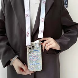 For iPhone 16 15 14 13 12 11 XR Xs 8 7 6 Pro Max mini Plus e ice cream Cinnamoroll Case With Holder Rope