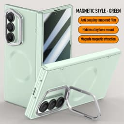 Magnetic Hinged Holder For Msgsafe Phone Case For Samsung Galaxy Z Fold 7 With Tempered Glass Wireless Charging Shockproof Cover