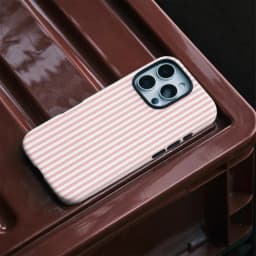Thin Pink and White Stripes Phone Case Suitable for IPhone16ProMax 15 14 14 12mini 7Plus XR 2in1 Tough Glossy Case