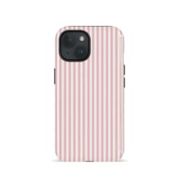 Thin Pink and White Stripes Phone Case Suitable for IPhone16ProMax 15 14 14 12mini 7Plus XR 2in1 Tough Glossy Case
