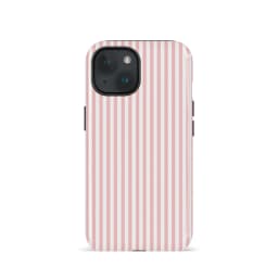 Thin Pink and White Stripes Phone Case Suitable for IPhone16ProMax 15 14 14 12mini 7Plus XR 2in1 Tough Glossy Case