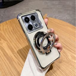 Luxury Shockproof Magnetic Bracket Transparent Case for Funda Infinix Note 40 Pro Note40 Pro Plus With Holder Stand Cover