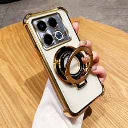 Luxury Shockproof Magnetic Bracket Transparent Case for Funda Infinix Note 40 Pro Note40 Pro Plus With Holder Stand Cover
