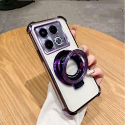 Luxury Shockproof Magnetic Bracket Transparent Case for Funda Infinix Note 40 Pro Note40 Pro Plus With Holder Stand Cover