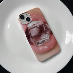 ins Wind mouth ice cubes Phone Case for iPhone 16 15 14 13 12 11 Pro Max X XS XR XSMax 7 8 Plus Glossy Film Hard PC Cover
