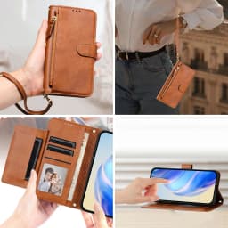 Zipper Leather Phone Wallet Case For Moto G72 G62 G52 G32 G22 G71 G51 G41 G31 G60 G30 G10 E32 E7 Power G Play Edge 30 Flip Cover