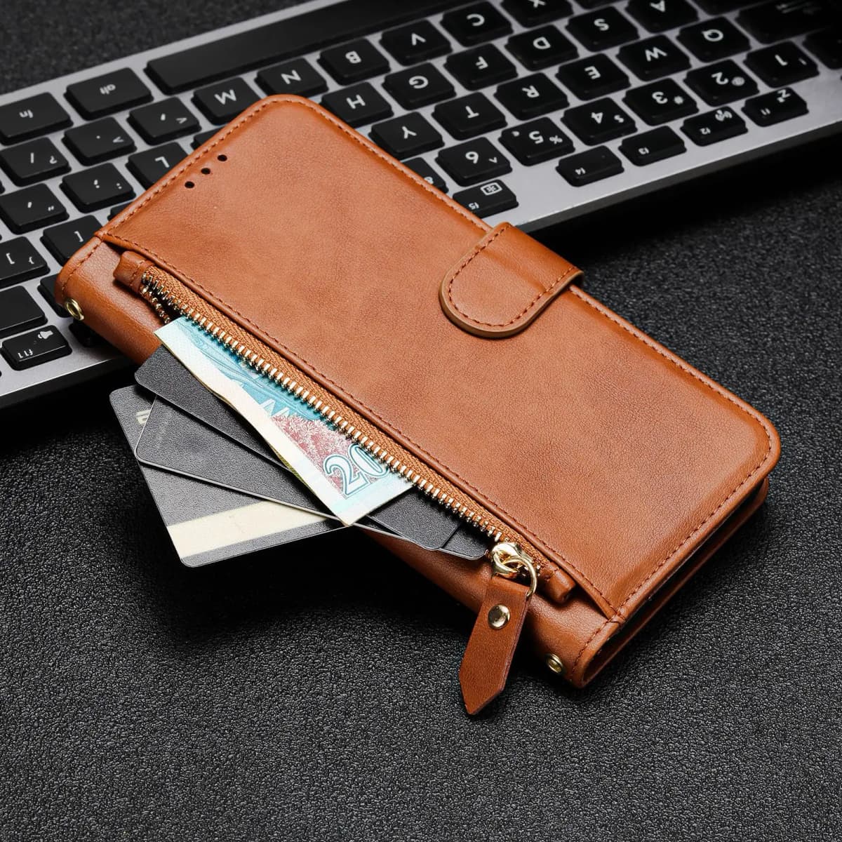 Zipper Leather Phone Wallet Case For Moto G72 G62 G52 G32 G22 G71 G51 G41 G31 G60 G30 G10 E32 E7 Power G Play Edge 30 Flip Cover