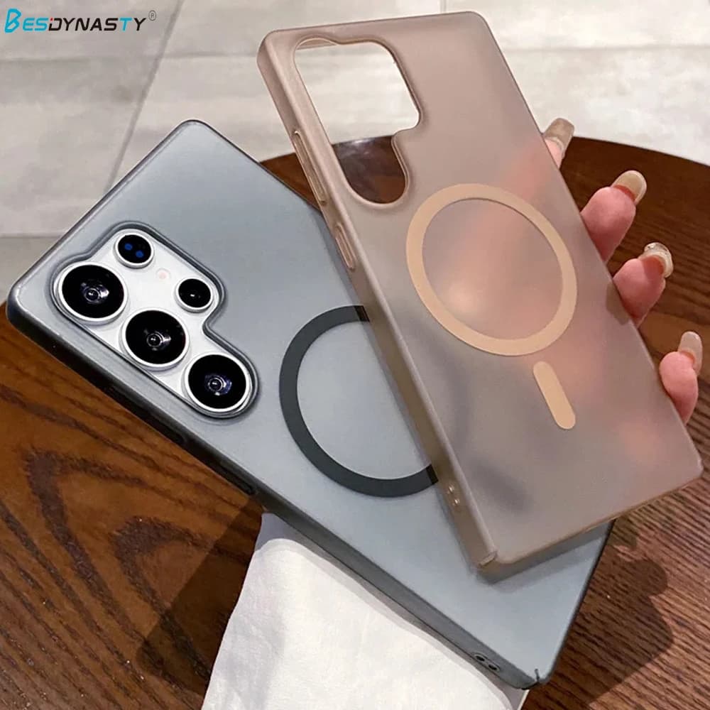 S25Ultra Slim Matte Magsafe Wireless Charging Case For Samsung S25 S24 S23 S22 S21 S20 FE Plus Ultra Frosted Translucent Cover