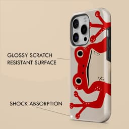 Clmj Red frog pattern Phone Case for iPhone 16 15 14 13 12 11 X XS XR XSMAX 7 8 Pro Max Plus Luxury Double-layer Back Cover