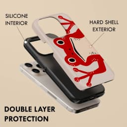 Clmj Red frog pattern Phone Case for iPhone 16 15 14 13 12 11 X XS XR XSMAX 7 8 Pro Max Plus Luxury Double-layer Back Cover