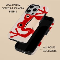 Clmj Red frog pattern Phone Case for iPhone 16 15 14 13 12 11 X XS XR XSMAX 7 8 Pro Max Plus Luxury Double-layer Back Cover