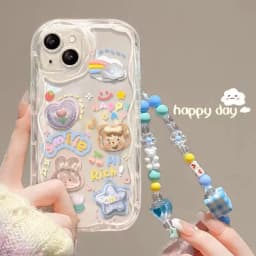 3D Bear Hang Phone Chain Lanyard Case For Samsung Galaxy A24 A14 A34 A35 A05 A05S S23 S21 Ultra Plus S20 FE A53 A52 A32 A31 A51