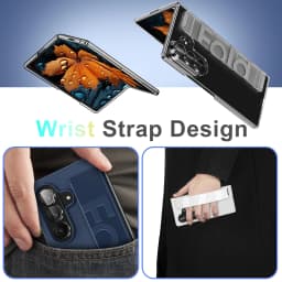 Luxury Ultra-thin Matte Silicone Wrist Strap Case For Samsung Galaxy Fold 7 6 5 4 3 5G Folding Shockproof Hard Back Cover