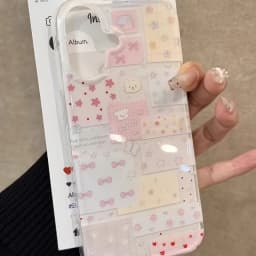 Cute Pink Bow Animal Collage Pattern Phone Case For iPhone 16 15 14 13 12 11 Pro Max X XR XS Max 7 8 Plus Shockproof Soft Cover