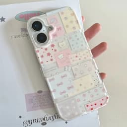 Cute Pink Bow Animal Collage Pattern Phone Case For iPhone 16 15 14 13 12 11 Pro Max X XR XS Max 7 8 Plus Shockproof Soft Cover