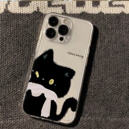 Cartoon Black White Cat Couple Phone Case For Samsung Galaxy A17 A16 A15 A35 A55 A37 A57 S25 S26 Ultra S23 S22 Plus S24FE Cover