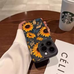 Sunflower Pattern Phone Case For iPhone 17 11 12 13 14 15 16 Pro Max 7 8 Plus 17 Air Shockproof Matte Soft Silicone Bumper Cover