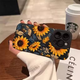 Sunflower Pattern Phone Case For iPhone 17 11 12 13 14 15 16 Pro Max 7 8 Plus 17 Air Shockproof Matte Soft Silicone Bumper Cover