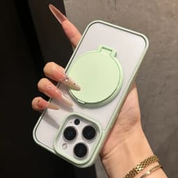 Invisible Flip Makeup Mirror Stand Holder Case For iPhone 17 15 16 Pro Max Plus 14 13 12 11 Air Acrylic Shockproof Bumper Cover