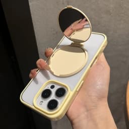 Invisible Flip Makeup Mirror Stand Holder Case For iPhone 17 15 16 Pro Max Plus 14 13 12 11 Air Acrylic Shockproof Bumper Cover