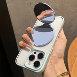 Invisible Flip Makeup Mirror Stand Holder Case For iPhone 17 15 16 Pro Max Plus 14 13 12 11 Air Acrylic Shockproof Bumper Cover