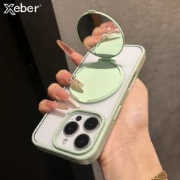 Invisible Flip Makeup Mirror Stand Holder Case For iPhone 17 15 16 Pro Max Plus 14 13 12 11 Air Acrylic Shockproof Bumper Cover