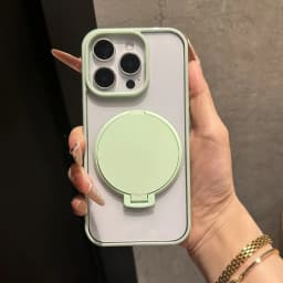 Invisible Flip Makeup Mirror Stand Holder Case For iPhone 17 15 16 Pro Max Plus 14 13 12 11 Air Acrylic Shockproof Bumper Cover