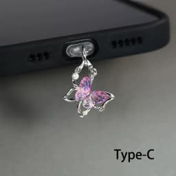 Beautiful Butterfly Phone Dust Plug Accessories Decoration Hanging Pendant for iPhone for Samsung Type-C Charging Port
