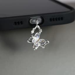 Beautiful Butterfly Phone Dust Plug Accessories Decoration Hanging Pendant for iPhone for Samsung Type-C Charging Port
