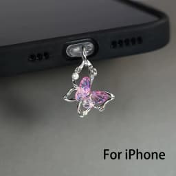 Beautiful Butterfly Phone Dust Plug Accessories Decoration Hanging Pendant for iPhone for Samsung Type-C Charging Port